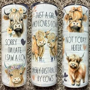 Cow Print Tumbler with Cute Sayings